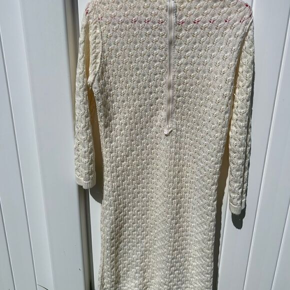 Vintage crochet dress long sleeve fitted size large. - Picture 7 of 10
